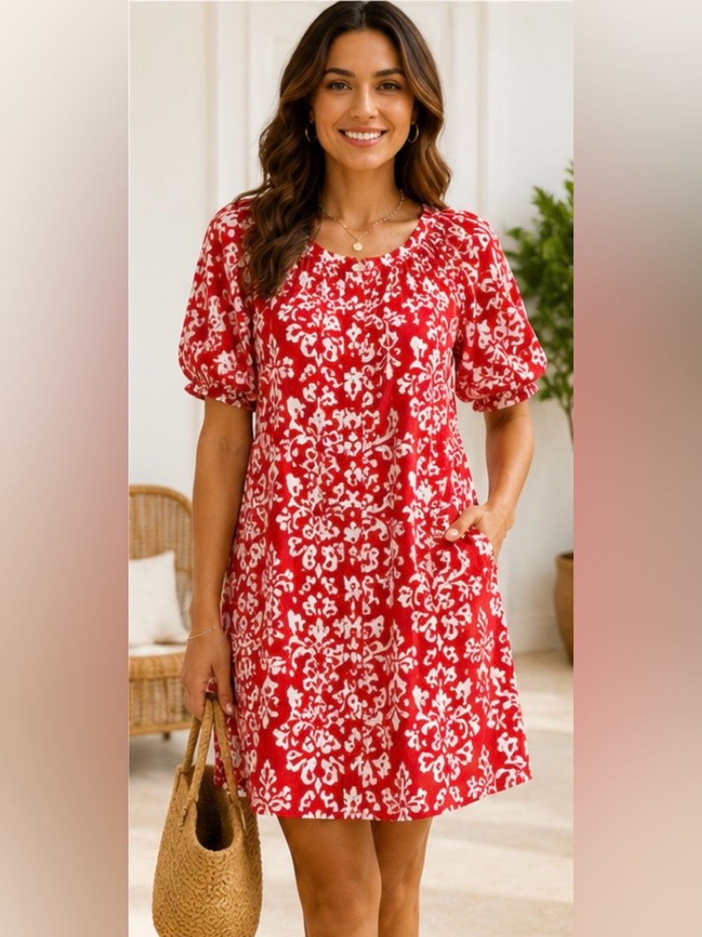 ❤️ New with Tags Skies Are Blue Red & White Printed Mini Dress‎ Size Small